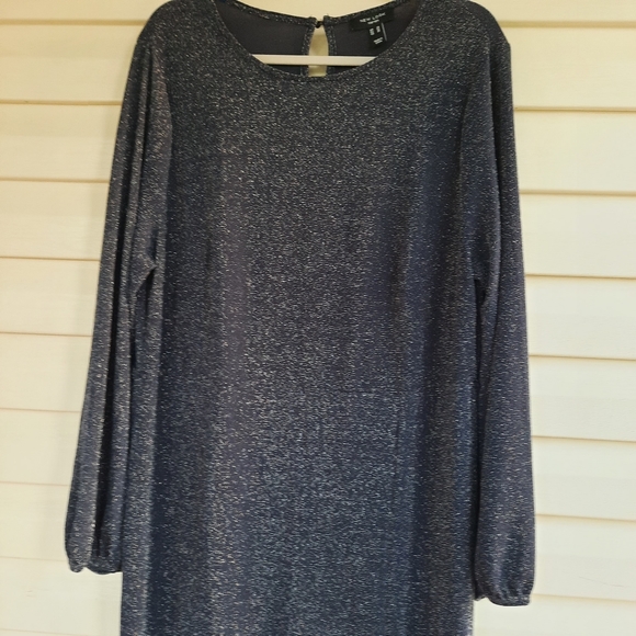 New Look Curves Navy Blue Shimmer Silver Metallic Womens Maxi Dress Plus Size 20 - Picture 6 of 13